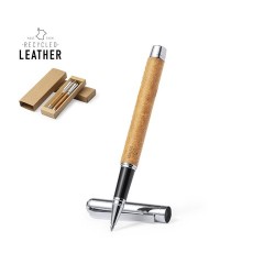Set Éco-responsable de Stylos et Rollers Personnalisés Vincen pas cher Matières : cuir recyclé