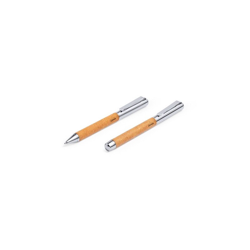 Set Éco-responsable de Stylos et Rollers Personnalisés Vincen pas cher Matières : cuir recyclé personnalisable avec votre logo