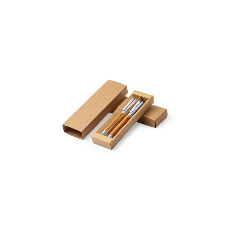 Set Éco-responsable de Stylos et Rollers Personnalisés Vincen pas cher Matières : cuir recyclé marquage laser ultra précis