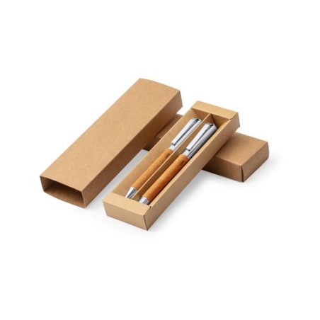 Set Éco-responsable de Stylos et Rollers Personnalisés Vincen pas cher Matières : cuir recyclé marquage laser ultra précis