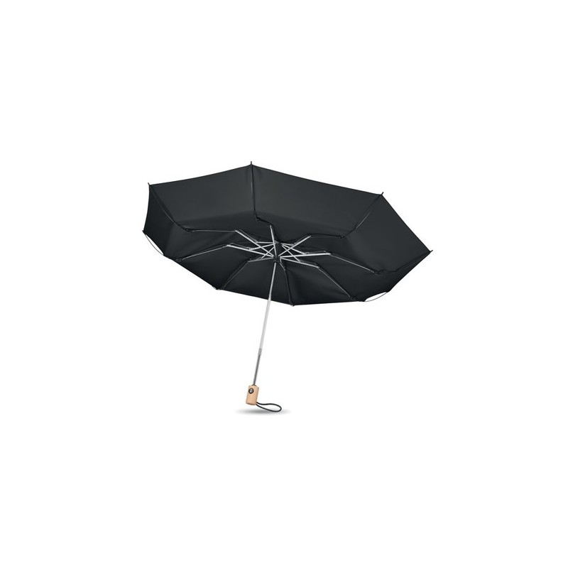 Parapluie pliable  190T en RPET de 23'' - LEEDS Matières : métal Couleurs : noir goodies entreprise design
