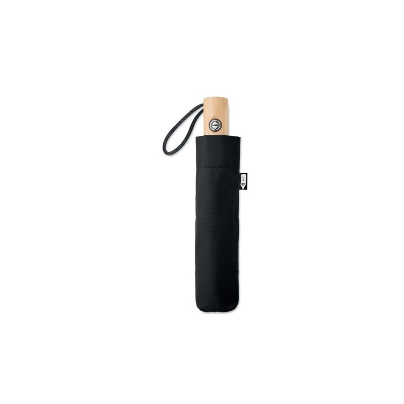 Parapluie pliable  190T en RPET de 23'' - LEEDS Matières : métal Couleurs : noir objet publicitaire robuste