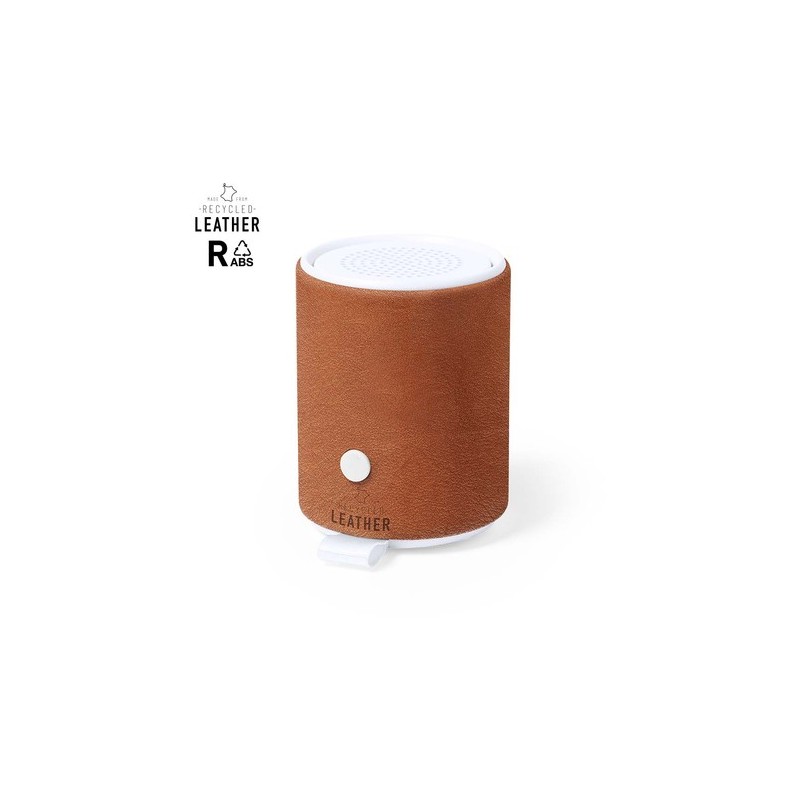 Haut-Parleur Éco-responsable Bluetooth Personnalisé - Sotep RCS Matières : cuir recyclé Couleurs : marron personnalisable avec v