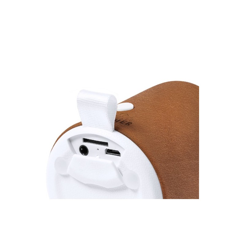 Haut-Parleur Éco-responsable Bluetooth Personnalisé - Sotep RCS Matières : cuir recyclé Couleurs : marron impression haute défin