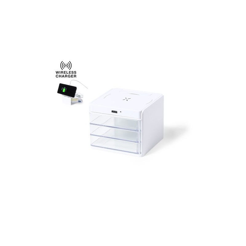 Chargeur Organisateur Personnalisé Idéal pour Bureau - Macky Couleurs : blanc personnalisable avec votre logo