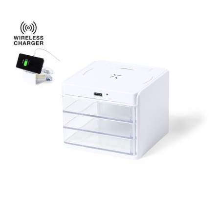 Chargeur Organisateur Personnalisé Idéal pour Bureau - Macky Couleurs : blanc personnalisable avec votre logo