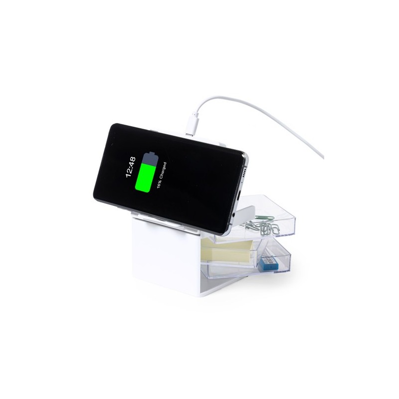 Chargeur Organisateur Personnalisé Idéal pour Bureau - Macky Couleurs : blanc impression haute définition