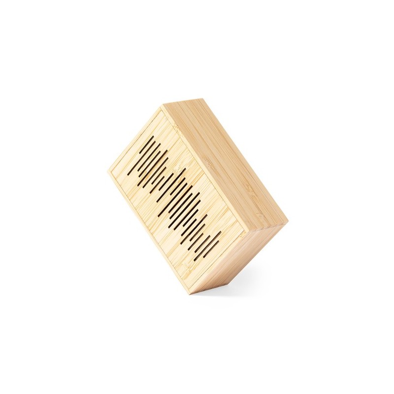 Enceinte Éco-responsable Solaire Personnalisée Laurens FSC Matières : bambou personnalisable avec votre logo
