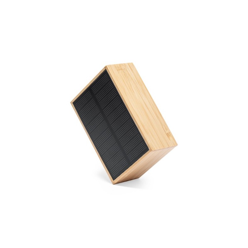 Enceinte Éco-responsable Solaire Personnalisée Laurens FSC Matières : bambou goodies publicitaire événementiel