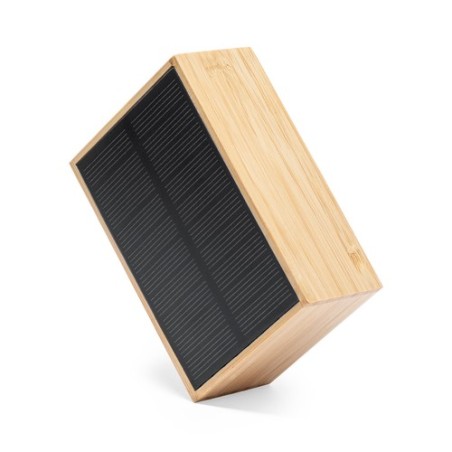 Enceinte Éco-responsable Solaire Personnalisée Laurens FSC Matières : bambou goodies publicitaire événementiel