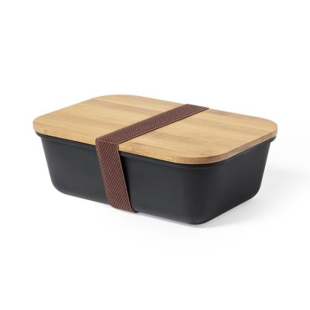 Boîte à déjeuner Personnalisée Éco-responsable - Thadan Matières : bambou Couleurs : noir personnalisable avec votre logo