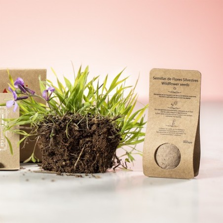 Bonbon Éco-responsable aux Graines Fleurs Sauvages Personnalisé Mussox pas cher Matières : carton recyclé objet promotionnel éco