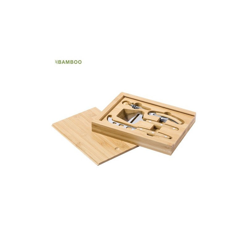 Coffret Cadeau Personnalisé Économique de Vin et Fromages Hiblux Matières : bambou