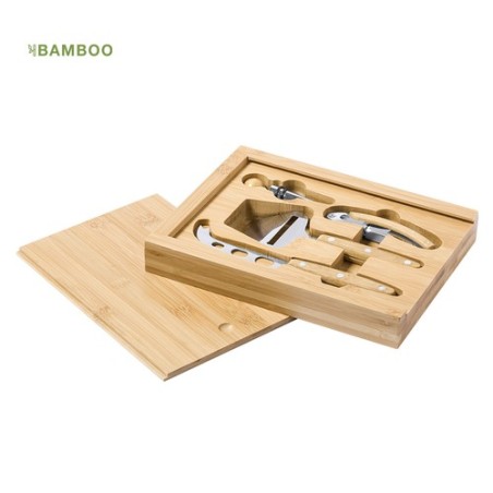 Coffret Cadeau Personnalisé Économique de Vin et Fromages Hiblux Matières : bambou
