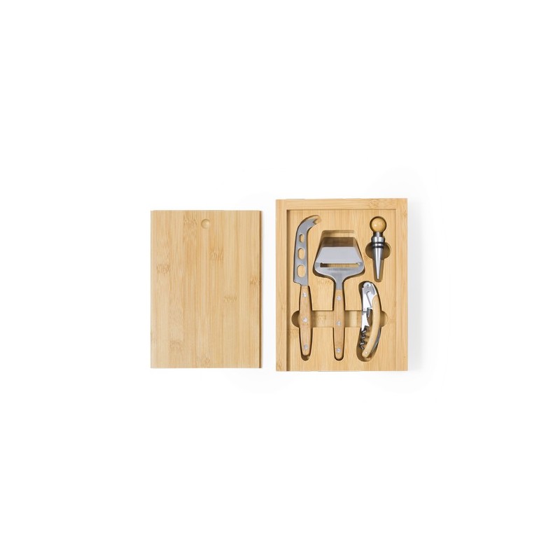 Coffret Cadeau Personnalisé Économique de Vin et Fromages Hiblux Matières : bambou livraison express 24h 48h