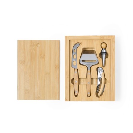 Coffret Cadeau Personnalisé Économique de Vin et Fromages Hiblux Matières : bambou livraison express 24h 48h