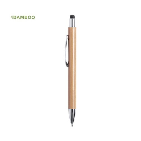 Stylet Bille Personnalisé Multifonction - Zharu Matières : bambou Couleurs : noir personnalisable avec votre logo
