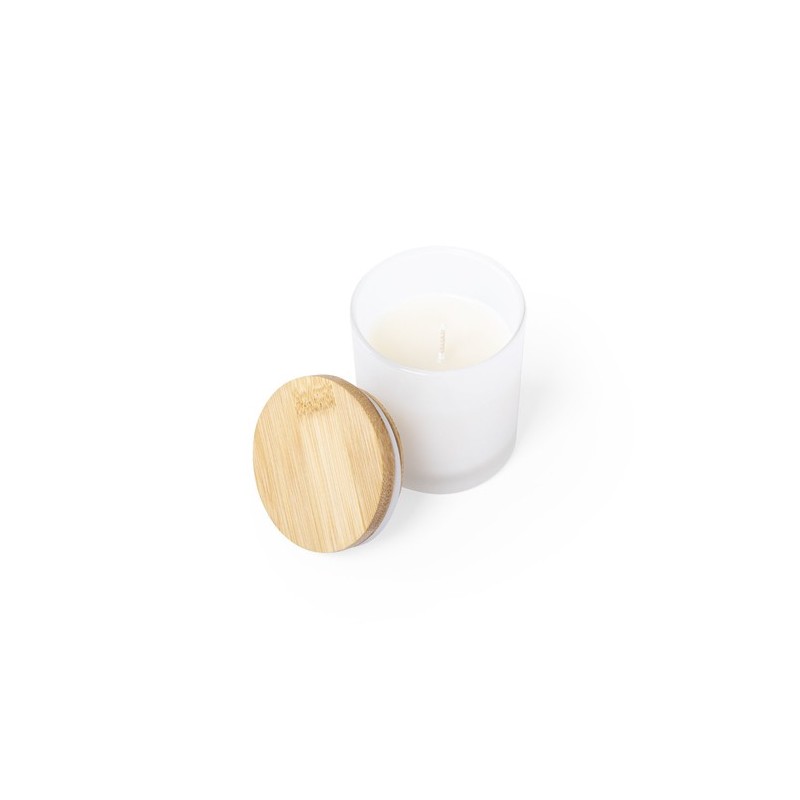 Bougie Aromatique Personnalisée Parfum Vanille Trivak Matières : bambou Couleurs : blanc