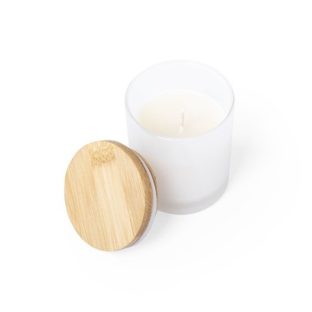 Bougie Aromatique Personnalisée Parfum Vanille Trivak Matières : bambou Couleurs : blanc