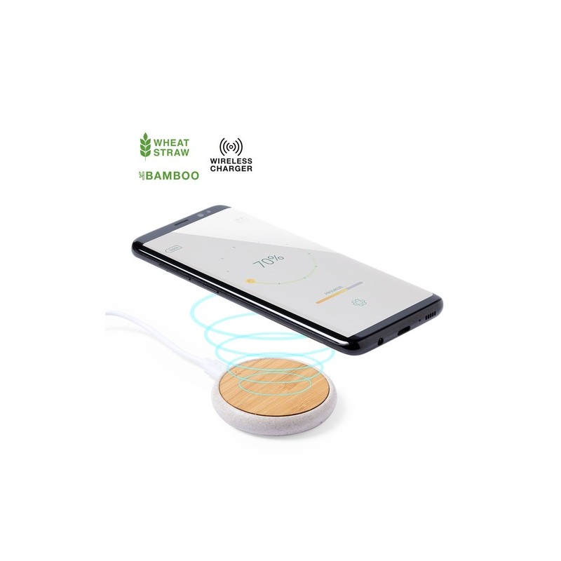 Chargeur Éco-responsable Sans Fil Personnalisé 10W - Fiore Matières : ABS Couleurs : naturel personnalisable avec votre logo