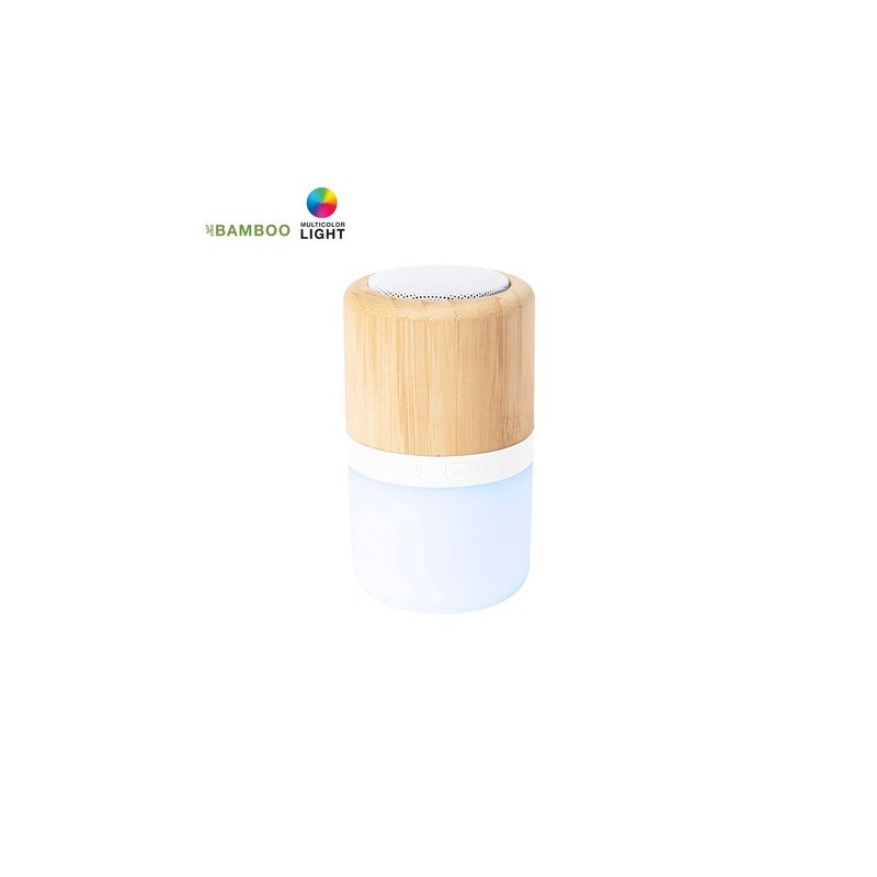 Haut-Parleur Bluetooth Éco-responsable et Personnalisé avec LED Pas Cher - Kevil Matières : bambou