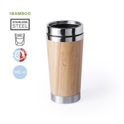 Mug Isotherme Éco-responsable Personnalisé - Verre Thermique Ariston Matières : bambou