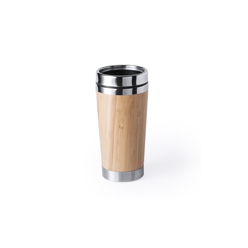 Mug Isotherme Éco-responsable Personnalisé - Verre Thermique Ariston Matières : bambou personnalisable avec votre logo