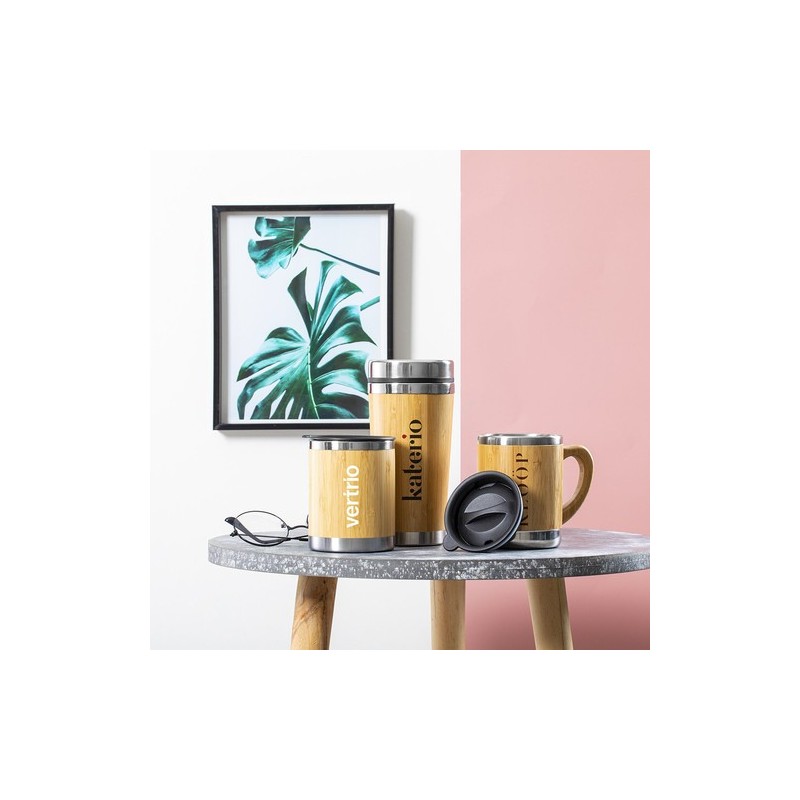 Mug Isotherme Éco-responsable Personnalisé - Verre Thermique Ariston Matières : bambou marquage laser ultra précis