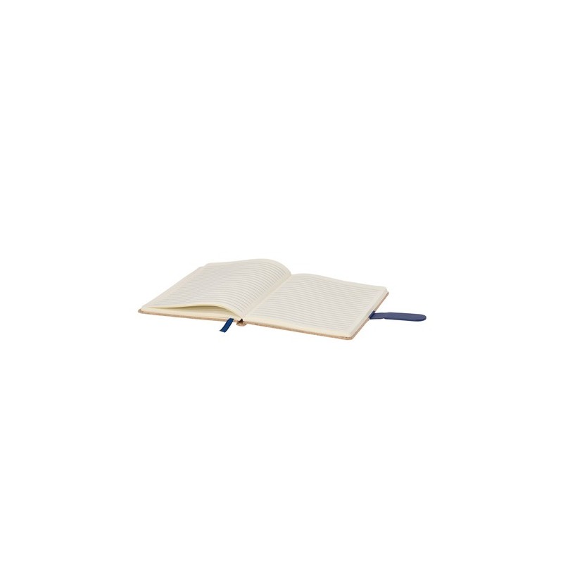 Bloc-notes pas cher personnalisé Cebex Matières : liège Couleurs : bleu marine marquage laser ultra précis