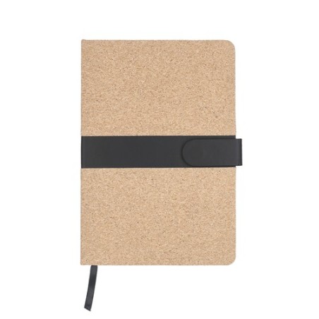 Bloc-notes pas cher personnalisé Cebex Matières : liège Couleurs : bleu marine objet promotionnel éco-responsable