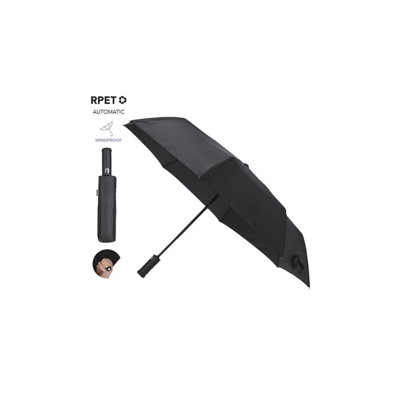 Parapluie personnalisé pas cher - Pulsak Matières : PET recyclé Couleurs : noir personnalisable avec votre logo