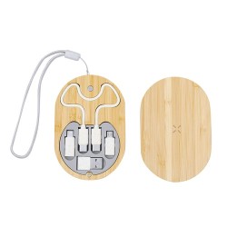 Chargeur sans fil  en bambou personnalisé - Chargeur Eliot Matières : bambou 2