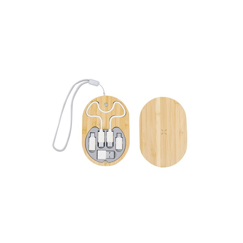 Chargeur sans fil  en bambou personnalisé - Chargeur Eliot Matières : bambou personnalisable avec votre logo