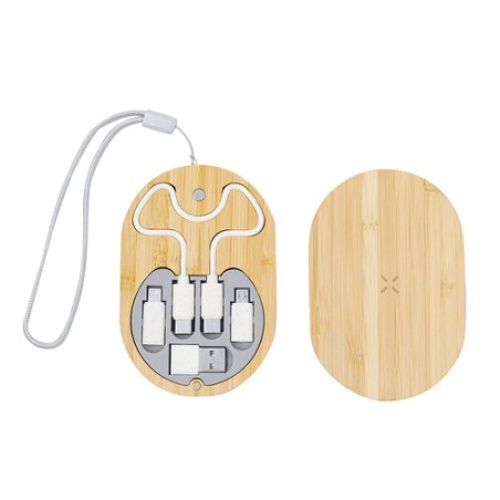 Chargeur sans fil  en bambou personnalisé - Chargeur Eliot Matières : bambou personnalisable avec votre logo