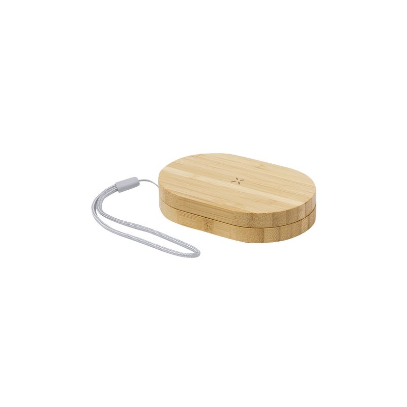 Chargeur sans fil  en bambou personnalisé - Chargeur Eliot Matières : bambou marquage laser ultra précis