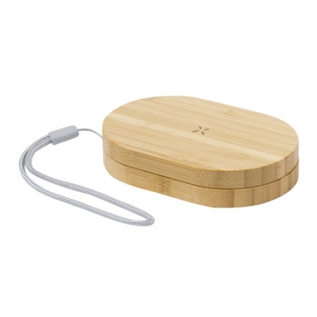 Chargeur sans fil  en bambou personnalisé - Chargeur Eliot Matières : bambou marquage laser ultra précis