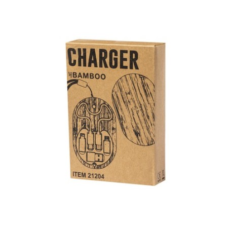 Chargeur sans fil  en bambou personnalisé - Chargeur Eliot Matières : bambou objet promotionnel éco-responsable