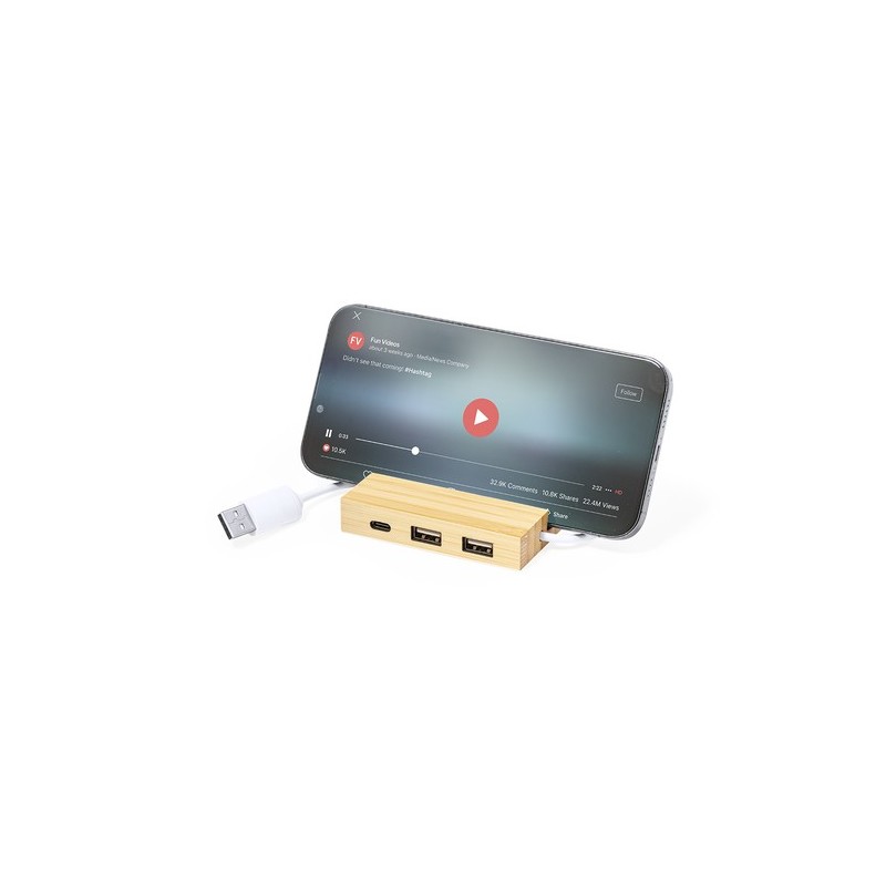 HUB USB Éco-responsable Personnalisé pas cher - Cirzo Matières : bambou cadeau entreprise pas cher