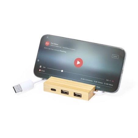 HUB USB Éco-responsable Personnalisé pas cher - Cirzo Matières : bambou cadeau entreprise pas cher