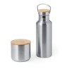 Set de Mugs et Bouteilles Isothermes Pratiques Personnalisés Debris pas cher Matières : bambou Couleurs : argenté cadeau entrepr