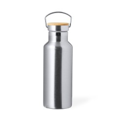 Set de Mugs et Bouteilles Isothermes Pratiques Personnalisés Debris pas cher Matières : bambou Couleurs : argenté goodies public