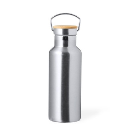 Set de Mugs et Bouteilles Isothermes Pratiques Personnalisés Debris pas cher Matières : bambou Couleurs : argenté goodies public