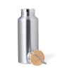 Set de Mugs et Bouteilles Isothermes Pratiques Personnalisés Debris pas cher Matières : bambou Couleurs : argenté impression hau