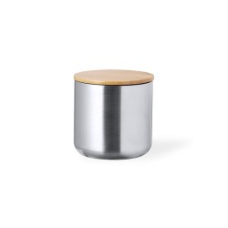 Set de Mugs et Bouteilles Isothermes Pratiques Personnalisés Debris pas cher Matières : bambou Couleurs : argenté marquage laser