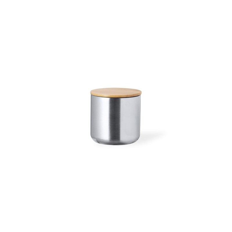 Set de Mugs et Bouteilles Isothermes Pratiques Personnalisés Debris pas cher Matières : bambou Couleurs : argenté marquage laser