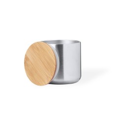 Set de Mugs et Bouteilles Isothermes Pratiques Personnalisés Debris pas cher Matières : bambou Couleurs : argenté livraison expr