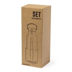 Set de Mugs et Bouteilles Isothermes Pratiques Personnalisés Debris pas cher Matières : bambou Couleurs : argenté cadeau collabo