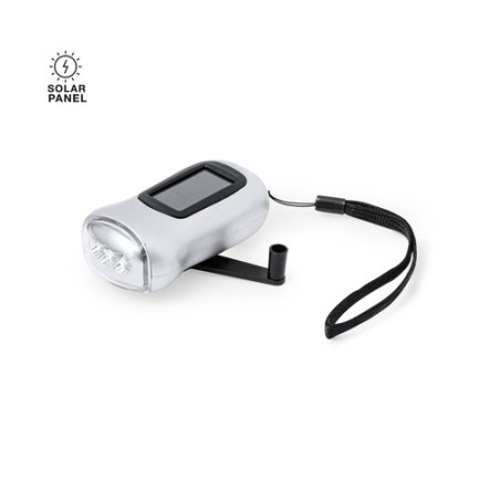 Lampe de Poche Éco-responsable Solaire Personnalisée pas cher - Rogla Couleurs : argenté personnalisable avec votre logo