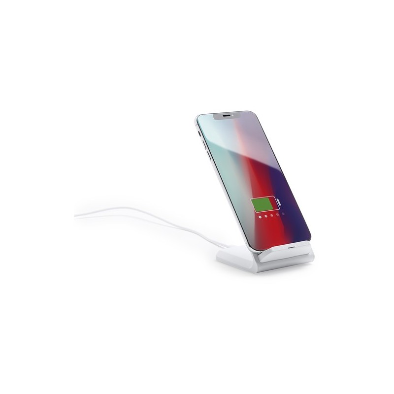 Chargeur Éco-responsable Sans Fil Personnalisé pas cher Tayil RCS Matières : ABS recyclé Couleurs : blanc impression haute défin