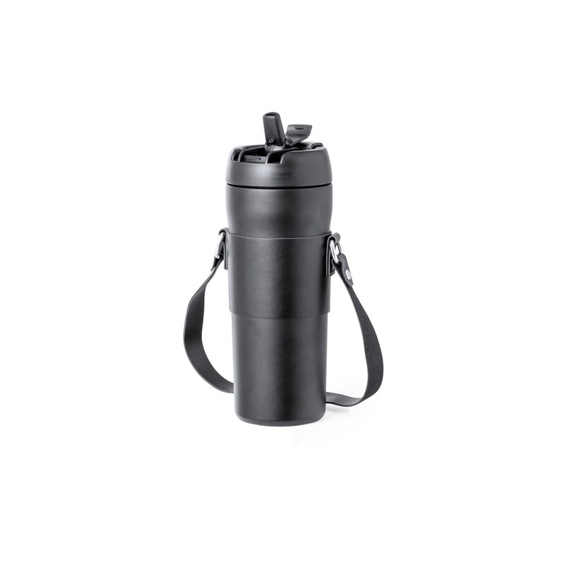 Bidon Thermique Isotherme Pratique Personnalisé - Matner Matières : acier inoxydable Couleurs : noir marquage laser ultra précis